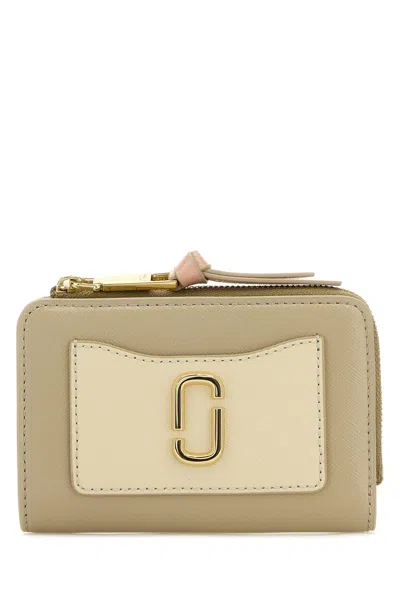 Marc Jacobs Khaki Leather Utility Snapshot Dtm Slim Wallet In Beige