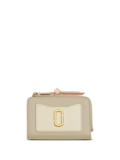 Marc Jacobs Khaki Leather Utility Snapshot Dtm Slim Wallet In Neutral