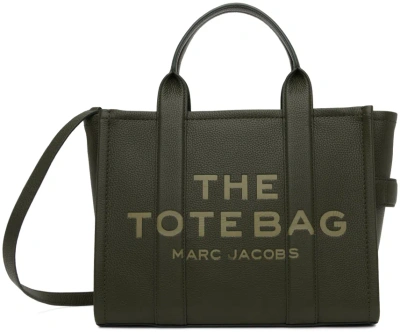 Marc Jacobs Khaki 'the Leather Medium' Tote In 305 Forest