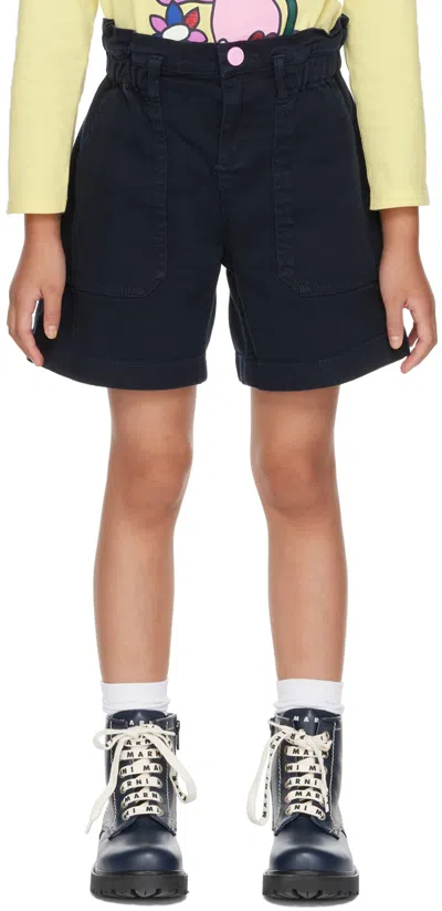 Marc Jacobs Kids Navy Patch Denim Shorts In 84e Dark Blue