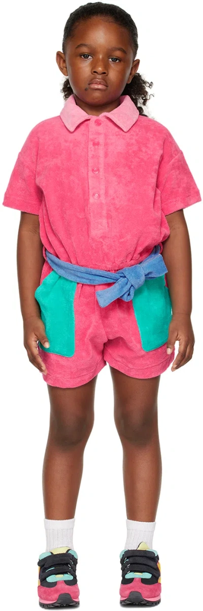 Marc Jacobs Kids Pink Belted Romper In 49g Pinku
