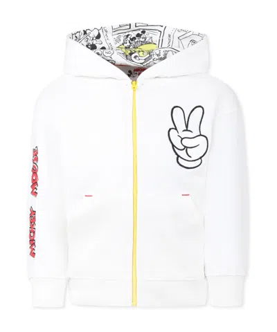 Marc Jacobs Kids X Disney Zip-up Long-sleeved Hoodie In White
