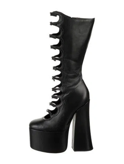 Pre-owned Marc Jacobs Kiki Boots Leather Lace-up Boots In Black