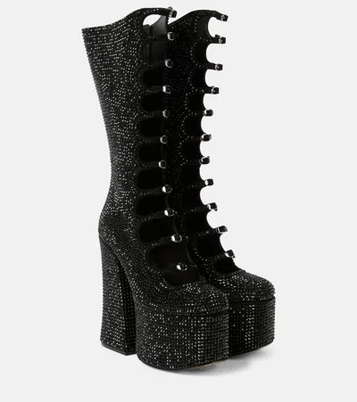 MARC JACOBS KIKI EMBELLISHED SUEDE PLATFORM KNEE-HIGH BOOTS