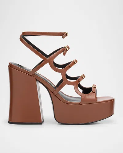 MARC JACOBS KIKI LEATHER BUCKLES PLATFORM SANDALS