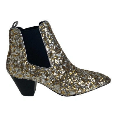 Pre-owned Marc Jacobs Kim Chelsea Boot | Ankle High | Sequin | Gold/silver | Womens Size 9