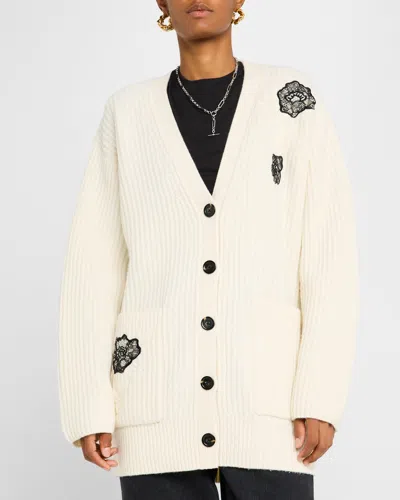 MARC JACOBS LACE APPLIQUE CARDIGAN