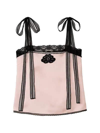 Marc Jacobs Lace-detail Ribbon Top In Pink