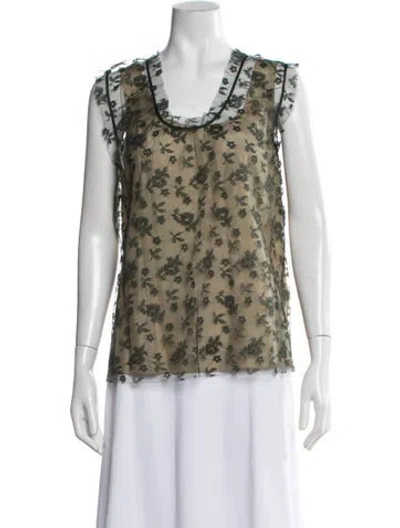 Pre-owned Marc Jacobs Lace Floral Print Top In Green/neutrals