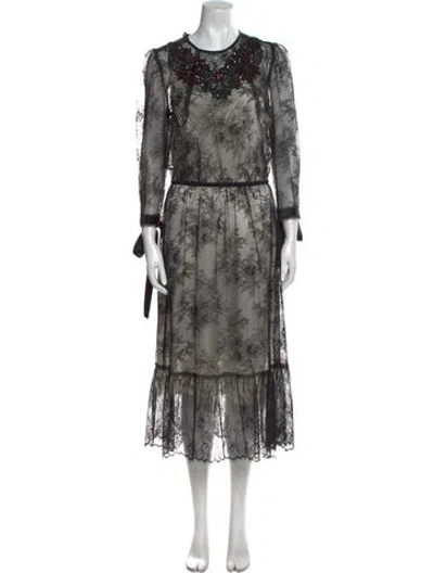 Pre-owned Marc Jacobs Lace Pattern Long Dress In Black