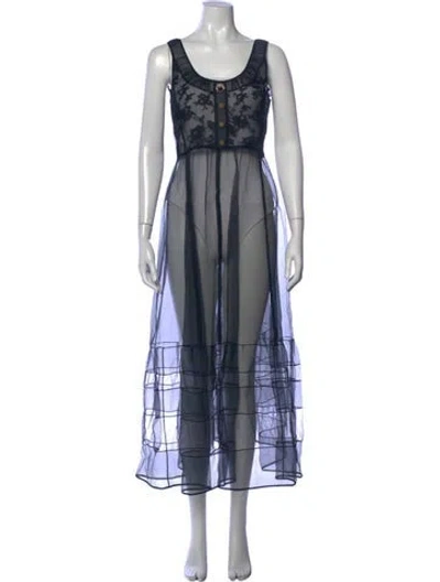 Pre-owned Marc Jacobs Lace Pattern Long Dress In Blue
