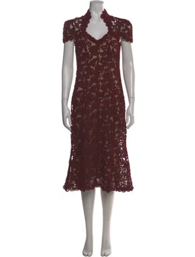 Pre-owned Marc Jacobs Lace Pattern Long Dress In Red