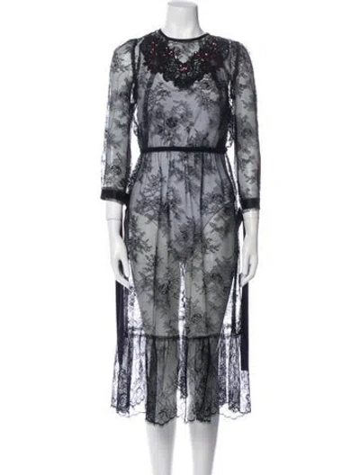 Pre-owned Marc Jacobs Lace Pattern Midi Length Dress In Black