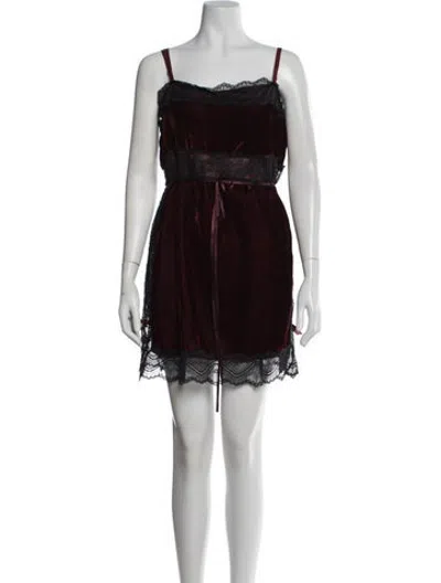 Pre-owned Marc Jacobs Lace Pattern Mini Dress In Burgundy