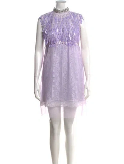 Pre-owned Marc Jacobs Lace Pattern Mini Dress In Purple