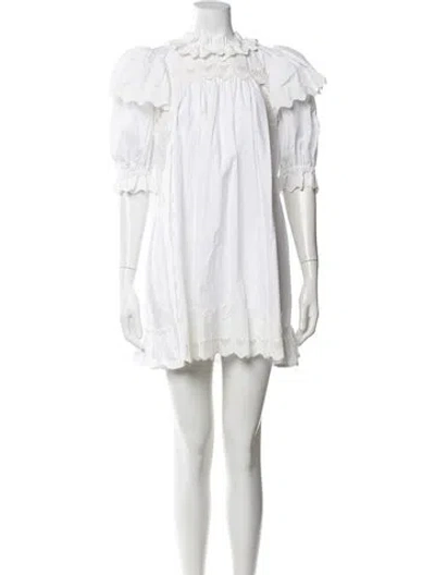 Pre-owned Marc Jacobs Lace Pattern Mini Dress In White