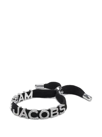 Marc Jacobs Laced Logo-lettering Bracelets In Black
