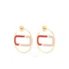 Marc Jacobs Ladies True Red / Multicolor / Gold Large Hoop Earrings In Gold Tone