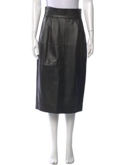 Pre-owned Marc Jacobs Lamb Leather Midi Length Skirt In Black