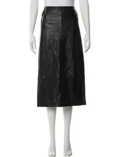 Pre-owned Marc Jacobs Lamb Leather Midi Length Skirt In Black