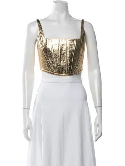Pre-owned Marc Jacobs Lamb Leather Square Neckline Crop Top W/ Tags In White