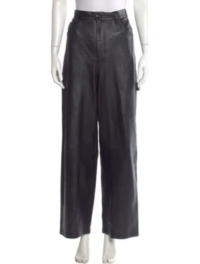 Pre-owned Marc Jacobs Lamb Leather Wide Leg Pants In Black