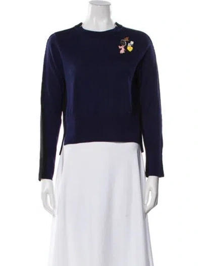 Pre-owned Marc Jacobs Lambswool Graphic Print Sweater In Blue