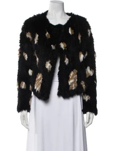Pre-owned Marc Jacobs Lambswool Printed Faux Fur Jacket In Black