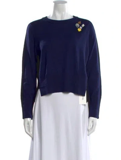 Pre-owned Marc Jacobs Lambswool Scoop Neck Sweater W/ Tags In Blue