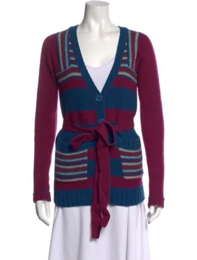 Pre-owned Marc Jacobs Lambswool Striped Sweater In Purple