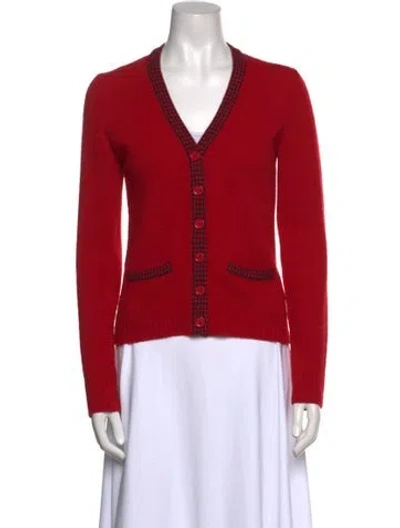 Pre-owned Marc Jacobs Lambswool V-neck Sweater In Red