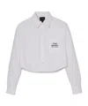 Marc Jacobs Womens The Cropped Text-embroidery Cotton Shirt White In White