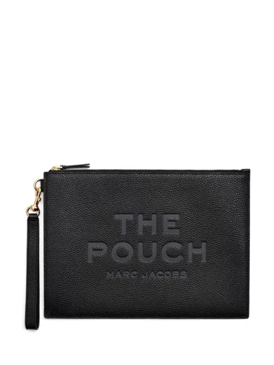Marc Jacobs Large Grained Calf Leather  The Pouch With Wrist Strap In Black