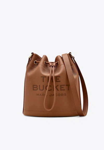 Marc Jacobs Large Grained Leather Bucket Bag In Brown