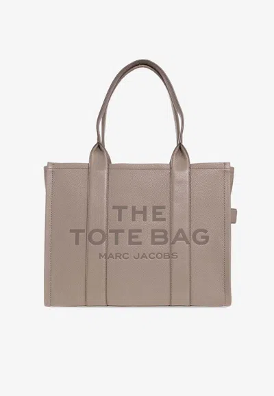 Marc Jacobs Large Leather Tote Bag In Gray