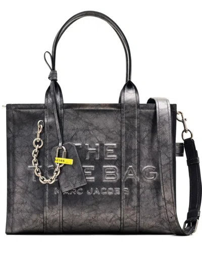 Marc Jacobs Large Metallic Tote Bag In Grigio