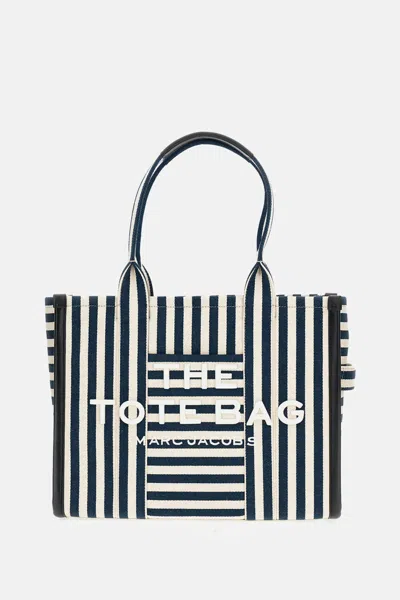 Marc Jacobs Large Striped Canvas Tote Bag In Black