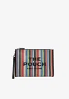 Marc Jacobs Large Rainbowstriped Mesh Pouch With Wrist Strap In Multi
