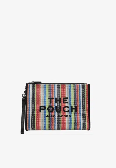 Marc Jacobs Large Striped Mesh Pouch Bag In Multi