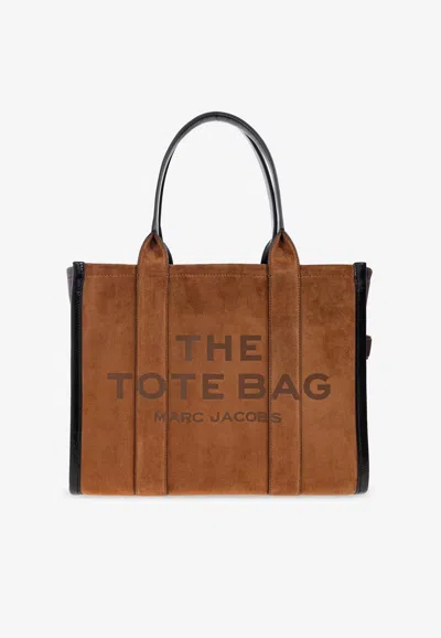 Marc Jacobs Large Suede Tote Bag In Brown