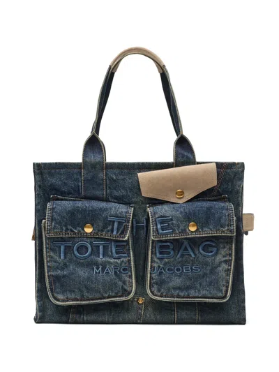 Marc Jacobs Large The Denim Suede-pocket Tote Bag In Blue