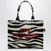 Marc Jacobs The Zebra Canvas Large Tote Bag In Black