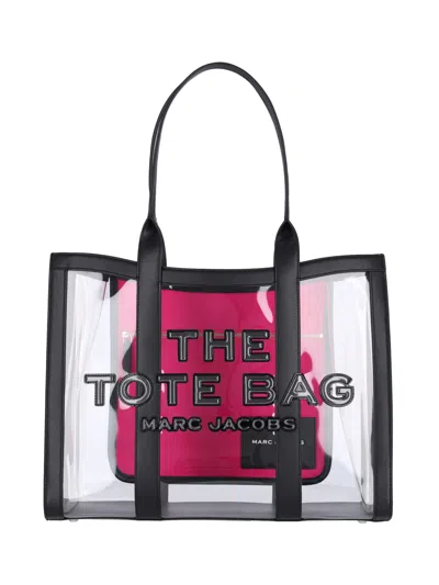 Marc Jacobs Large Transparent Tote Bag In Black  
