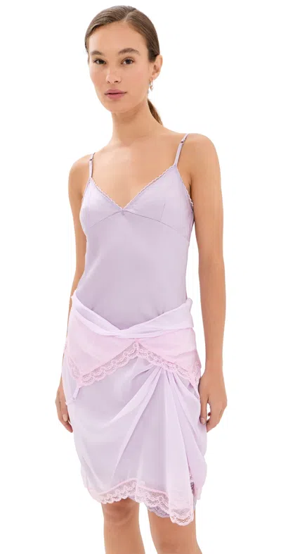 Marc Jacobs Layered Satin Slip Dress Lilac In White