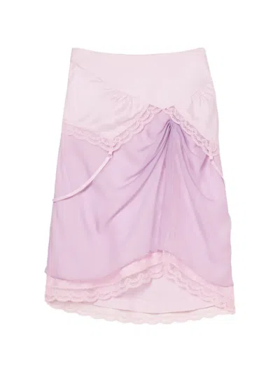 Marc Jacobs Layered Satin Slip Skirt In Purple