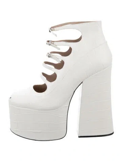 Pre-owned Marc Jacobs Leather Animal Print Pumps In White