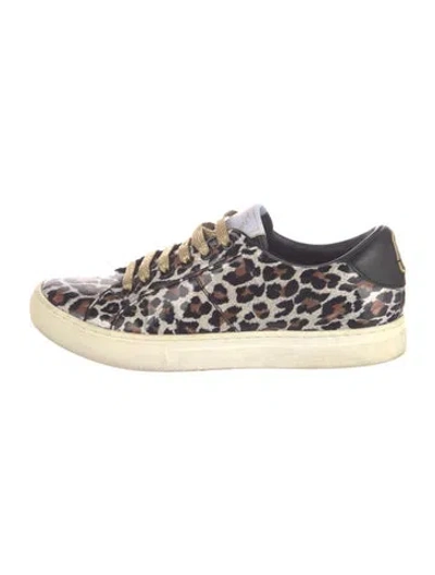 Pre-owned Marc Jacobs Leather Animal Print Sneakers In Grey
