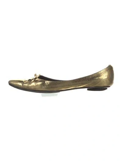 Pre-owned Marc Jacobs Leather Ballet Flats In Gold