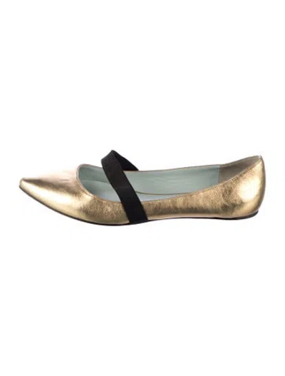 Pre-owned Marc Jacobs Leather Ballet Flats In Gold