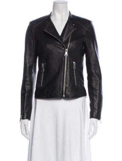 Pre-owned Marc Jacobs Leather Biker Jacket In Gray
